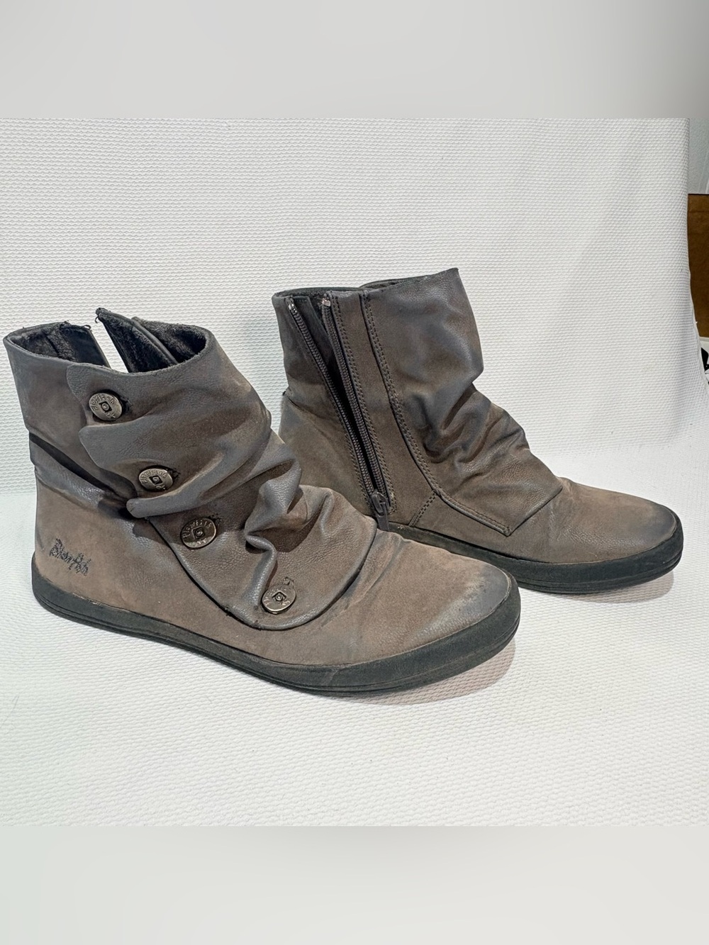 Casual Slouch Ankle Booties in Taupe with Side Zip